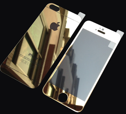 Gute Qualität Goldausgeglichenes Glas-Schirm-Schutz-Spiegel-Film für Front-Rückseite Iphone 5s Ventes